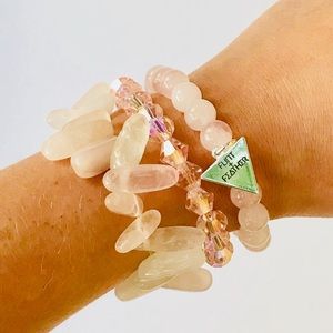 3 Pack of Rose Quartz Stack Bracelet Sets